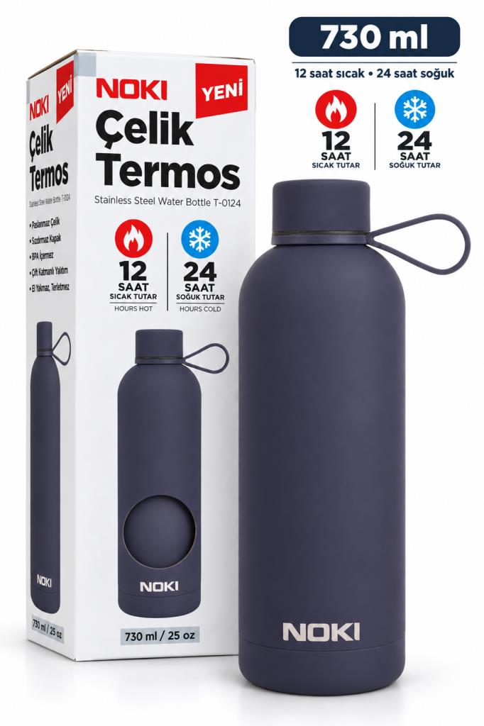 CELIK TERMOS 730ml SOFT TOUCH MAT LACİVERT 124-140