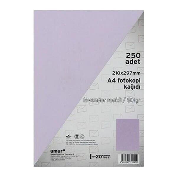 UMUR A4 RENK FOTO KAGIT LAVANDER 250 LI(185)