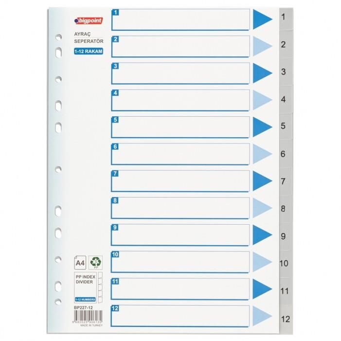 BIGPOINT PLASTIK A4 SEPERATOR 1-12 RAKAM (227-12)