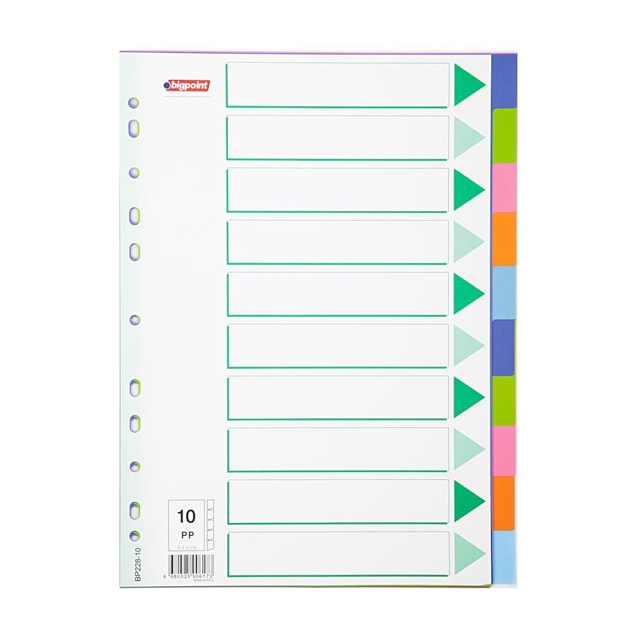BIGPOINT PLASTIK A4 SEPERATOR 10 RENK (228-10)