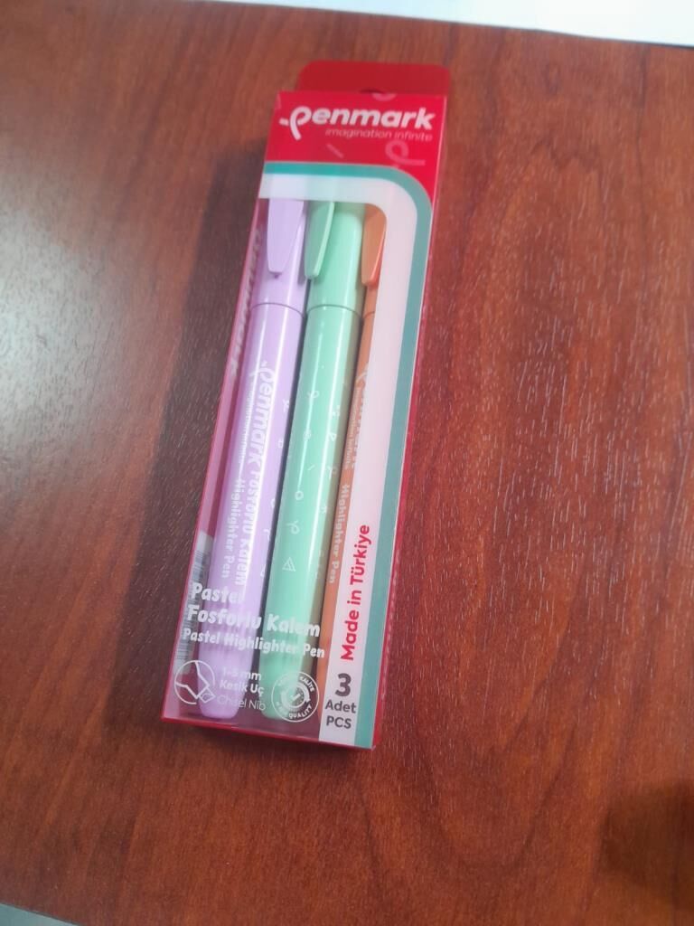 PENMARK FOSFORLU KALEM KALEM TIPI PASTEL RENK 3 LU