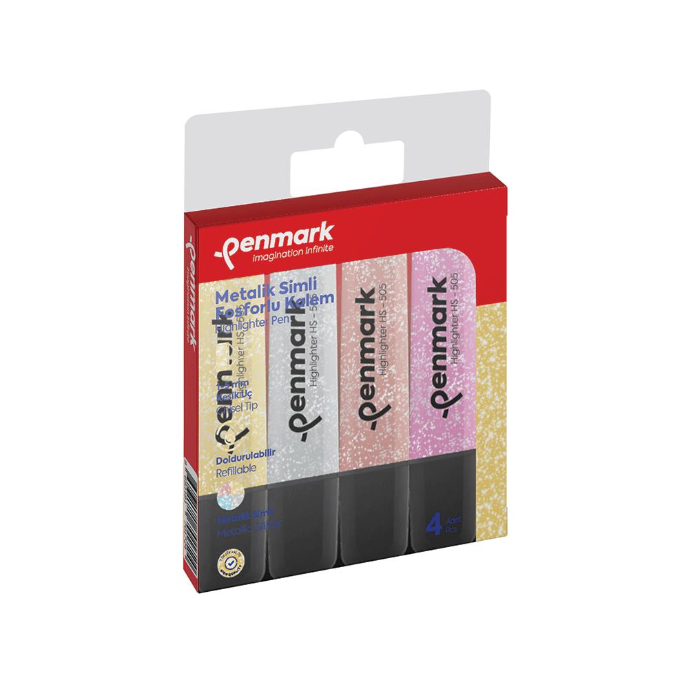 PENMARK FOSFORLU KALEM SET METALIK SIMLI 4 LU HS 5