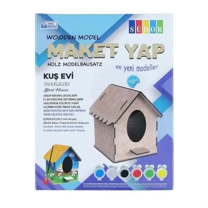 SUDOR AHSAP MAKET KUS EVI BOYAMA SETI KUCUK MD2-02