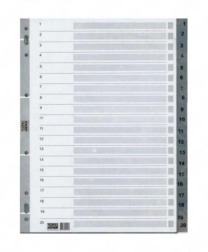KRAF SEPERATOR PLASTIK A4 1-20 RAKAM (1020)