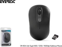 EVEREST KABLOSUZ MOUSE USB SIYAH (SM-804)