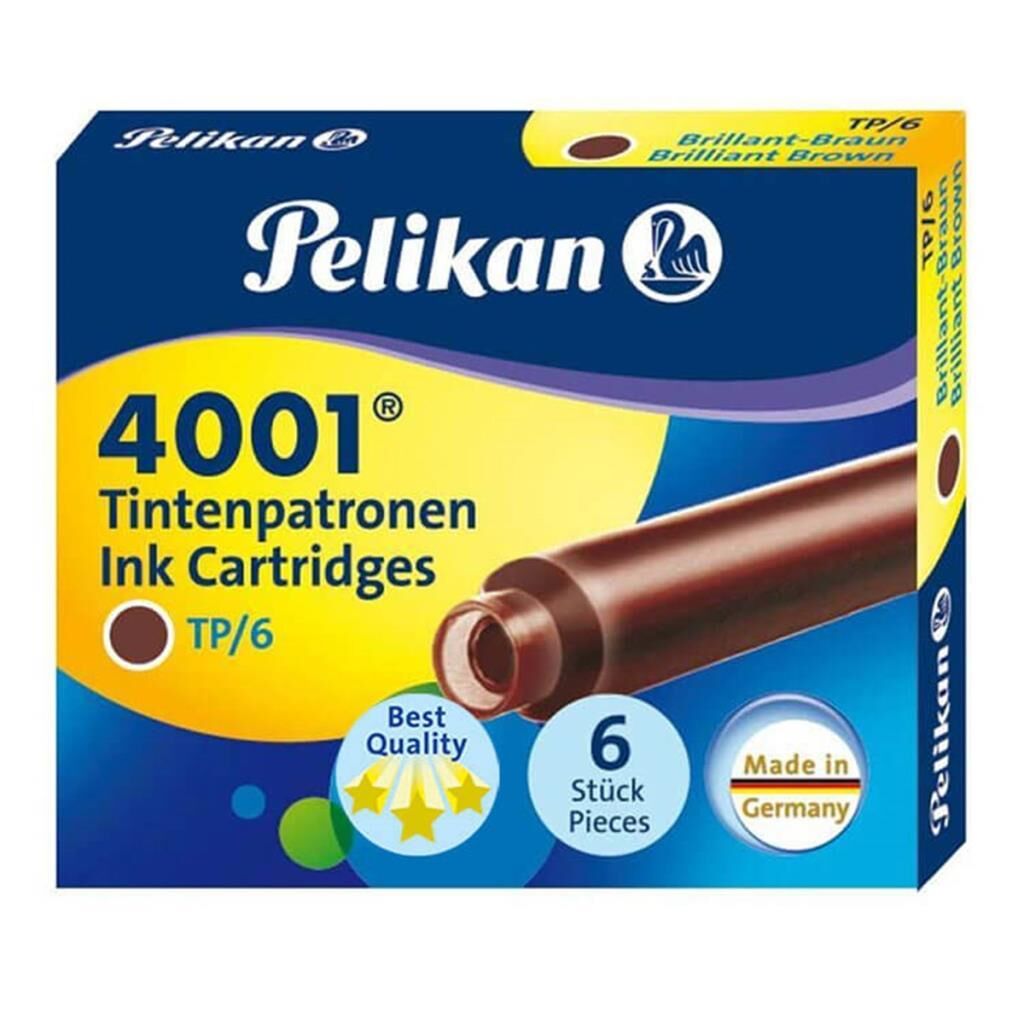 PELIKAN 4001 DOLMAKALEM KARTUSU KAHVRENGI KISA 6LI