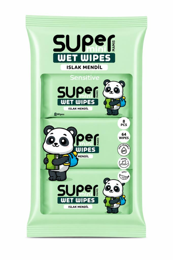 WET WIPES SUPER MINI ISLAK MENDIL 8 LI PANDA