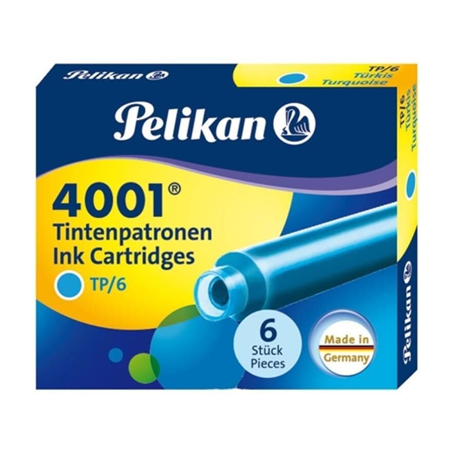 PELIKAN 4001 DOLMAKALEM KARTUSU TURKUAZ KISA 6LI