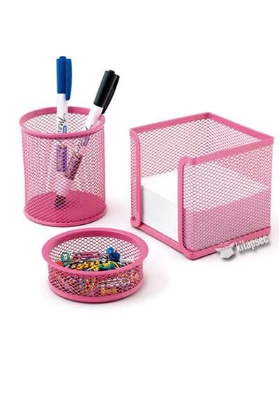 MASA SETI MAS METAL PERFORE UCLU PEMBE (505)