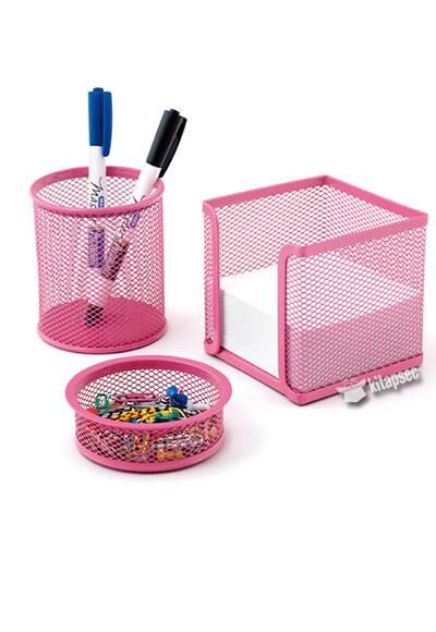 MASA SETI MAS METAL PERFORE UCLU PEMBE (505)