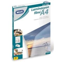 MAS Laminasyon Filmi A4 216x303 mm 125 Mikron Parlak 100’lü (7706)