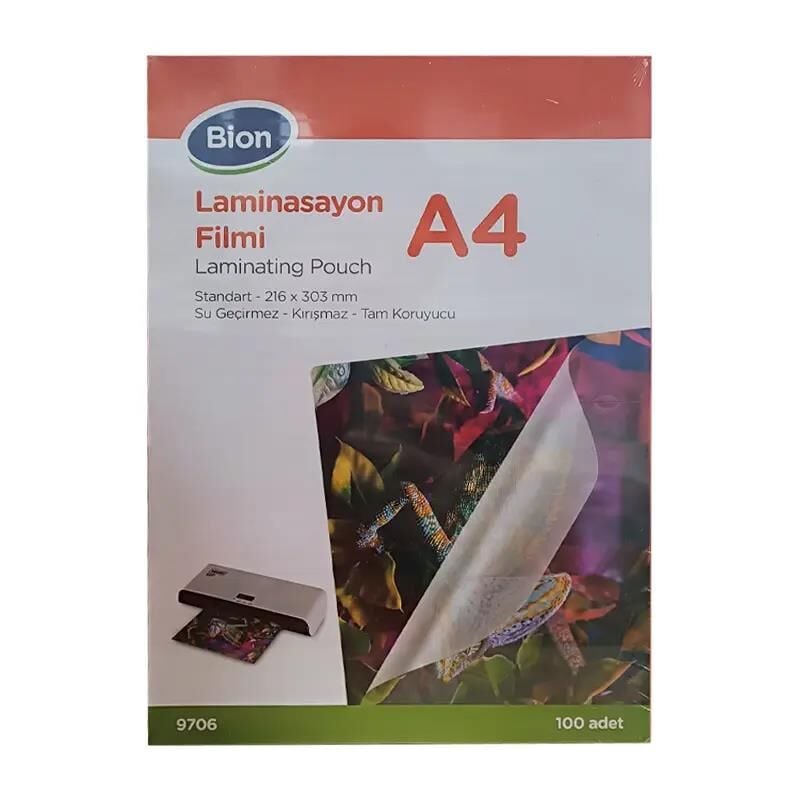 Bion Laminasyon Filmi A4 125 Micron Parlak 100 Adet – 216x303 mm Sıcak Laminasyon (9706)
