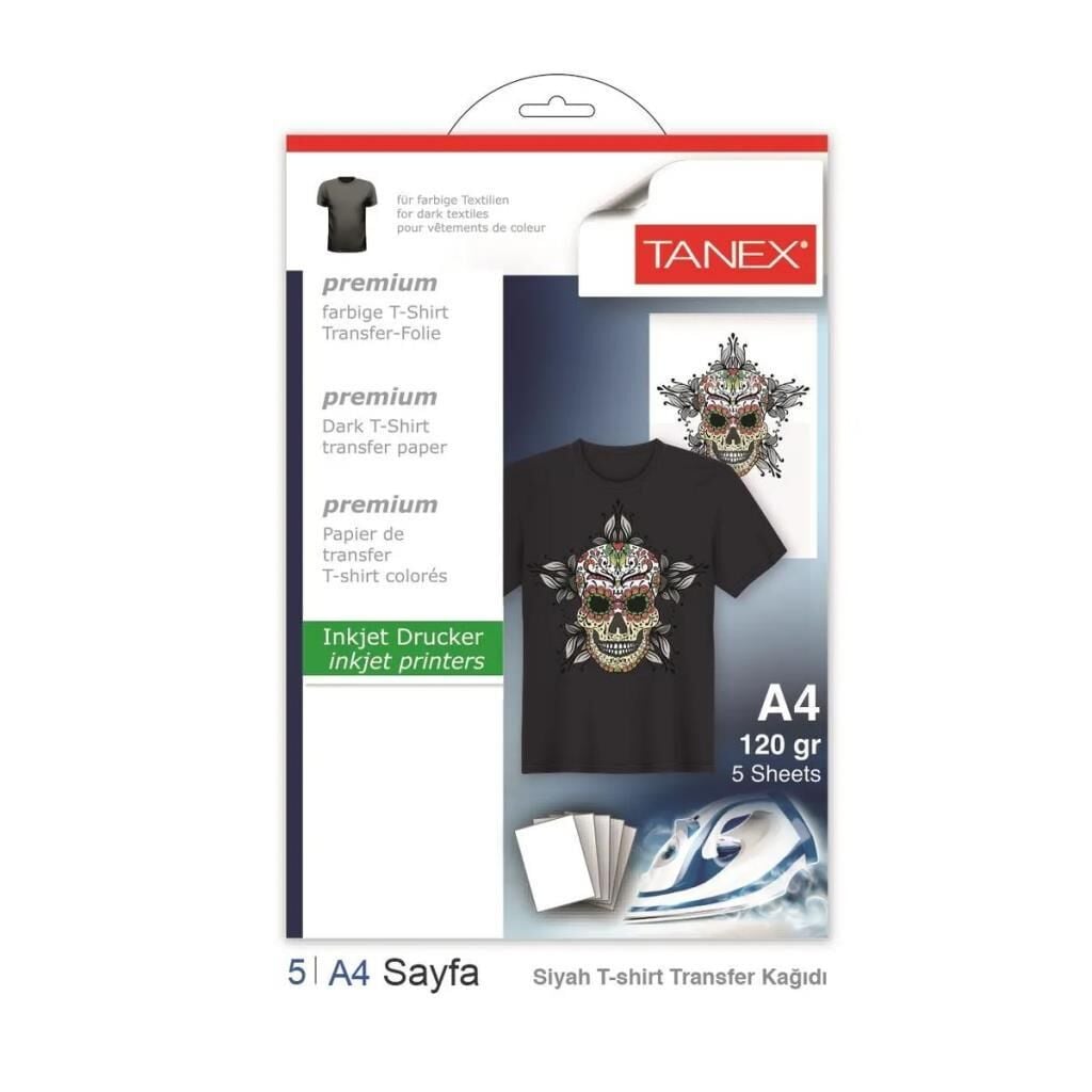 TANEX KAGIT T-SHIRT TRANSFER A4 KOYU RENK 5 LI