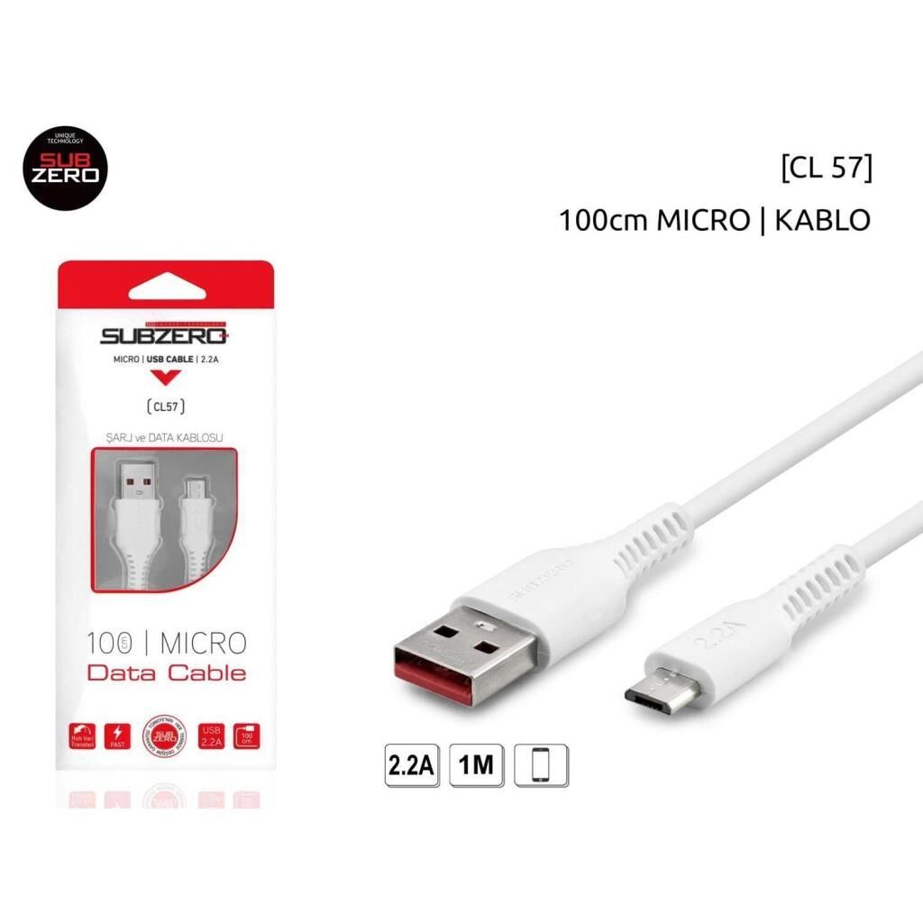 SUBZERO CL57 MICRO 2.2A 1MT SARJ DATA KABLOSU PSF