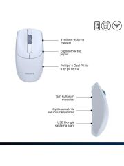 PHILIPS MOUSE KABLOSUZ SESSIZ ACIK MAVI 7398J