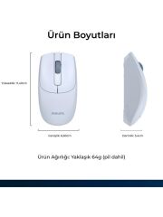 PHILIPS MOUSE KABLOSUZ SESSIZ ACIK MAVI 7398J