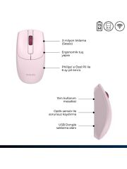 PHILIPS MOUSE KABLOSUZ SESSIZ PEMBE 7398P