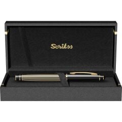 SCRIKSS ROLLER KALEM CIZGI DESEN SIYAH ALTIN (35L)