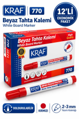 KRAF TAHTA KALEMI DOLDURULABILIR KIRMIZ12 LI (770)