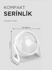 EVEREST EFN-505 MASAUSTU BEYAZ USB FAN (145x141)