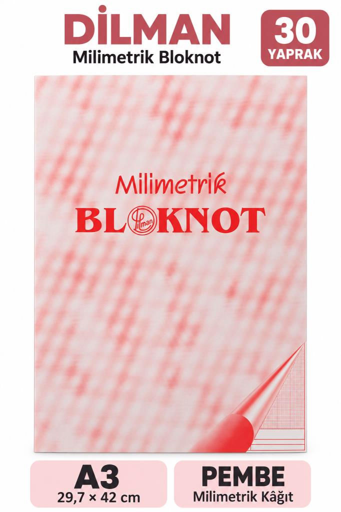 DILMAN MILIMETRIK BLOKNOT A3 30 YP PEMBE (2121)