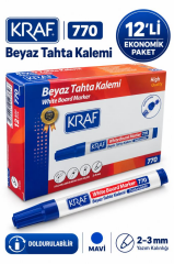 KRAF TAHTA KALEMI DOLDURULABILIR MAVI 12 LI (770)