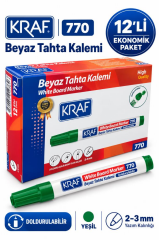 KRAF TAHTA KALEMI DOLDURULABILIR YESIL 12 LI (770)