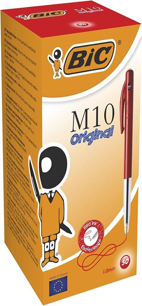 BIC TUKENMEZ KALEM M10 BASMALI 50LI KUTU KIRMIZI