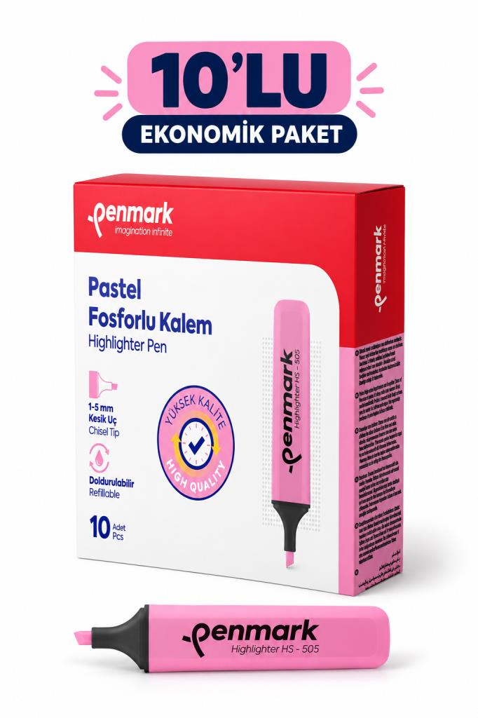 PENMARK FOSFORLU KALEM PASTEL GULSUYU 10LU 505 10