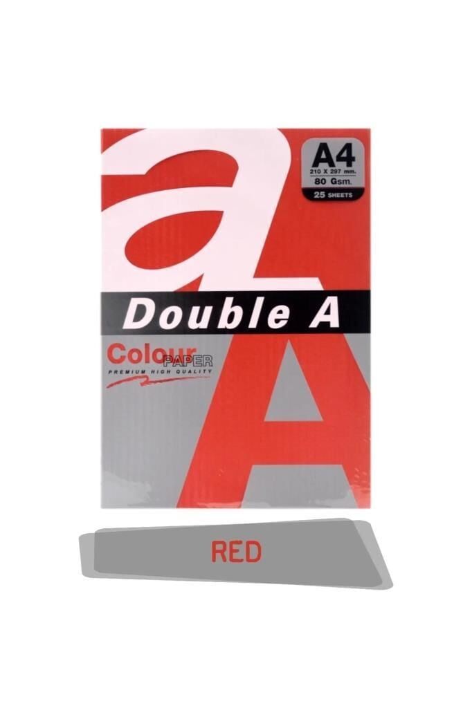 DOUBLE A RENKLI FOTO KAGIDI A4 KIRMIZI 25 LI