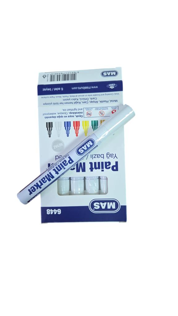 MAS PAINT MARKER DEMIRBAS KALEMI 6 LI BEYAZ 6448