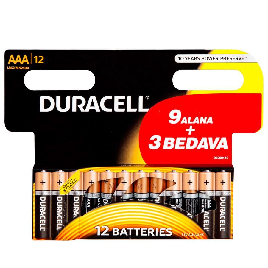 DURACELL INCE KALEM PIL (AAA) 9+3 LU PROMOSYON