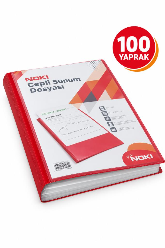 NOKI SUNUM DOSYASI CEPLI 100 LU KIRMIZI 641100