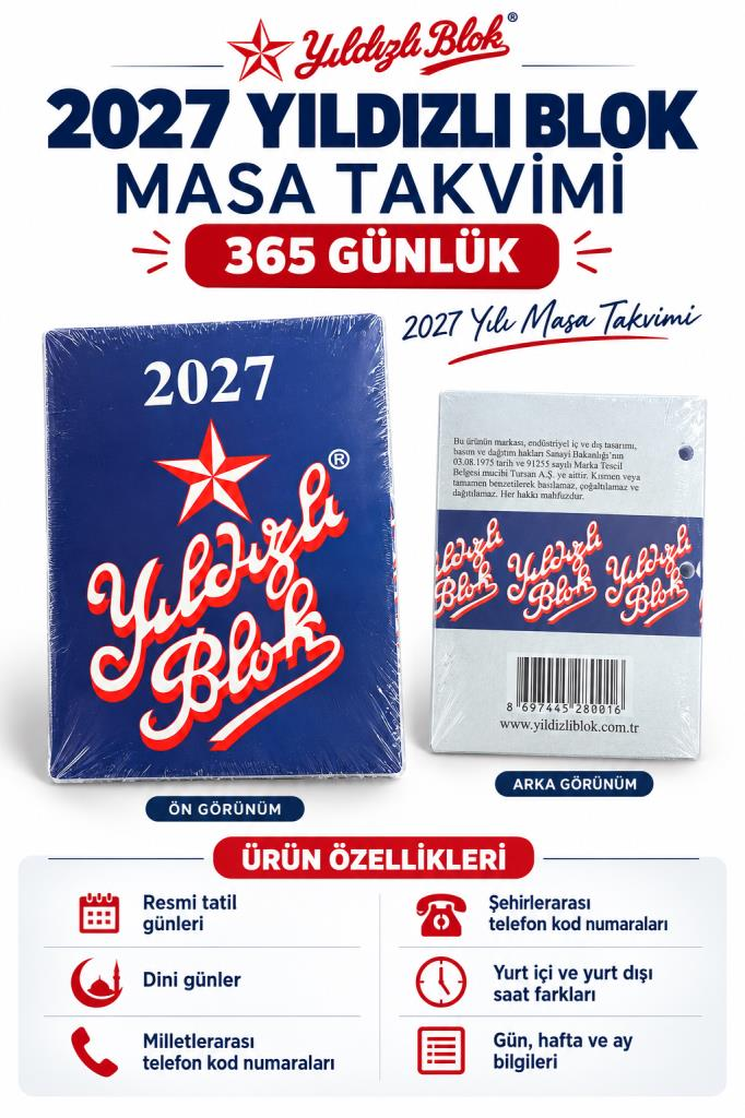 YILDIZLI BLOK MASA TAKVIMI(365 GUNLUK)2027