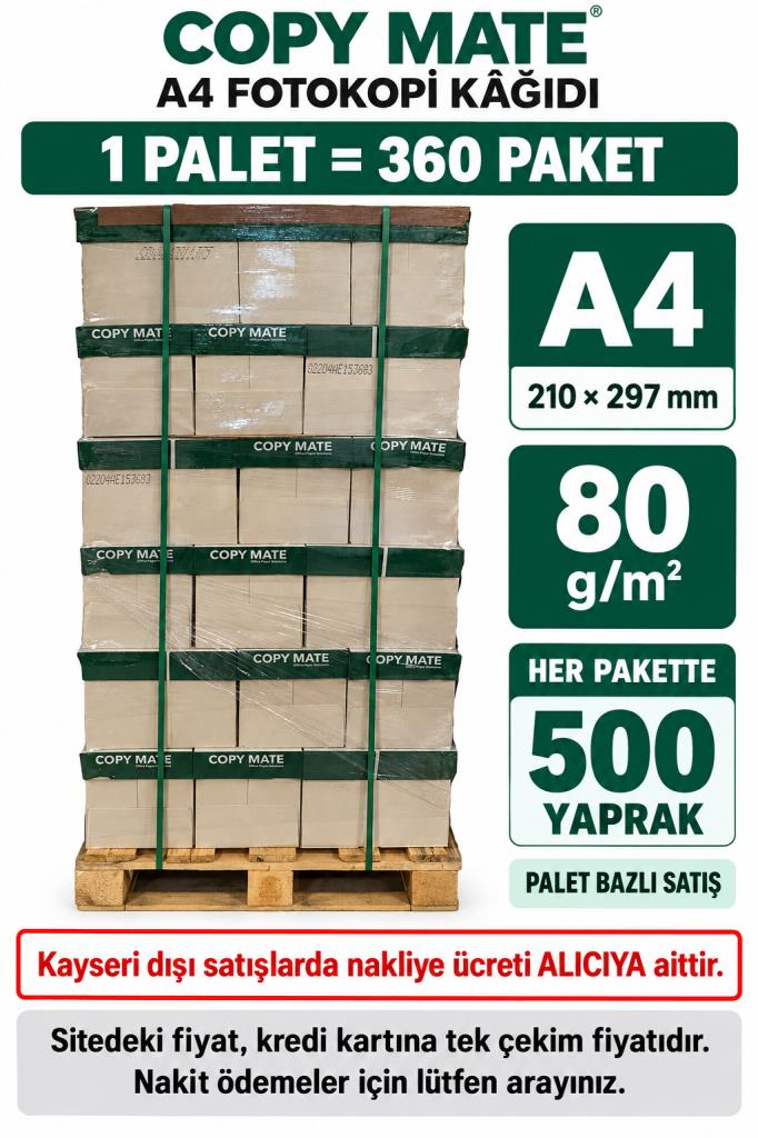 COPY MATE FOTOKOPI KAGIDI 80GR 300 PK PALET BAZLI