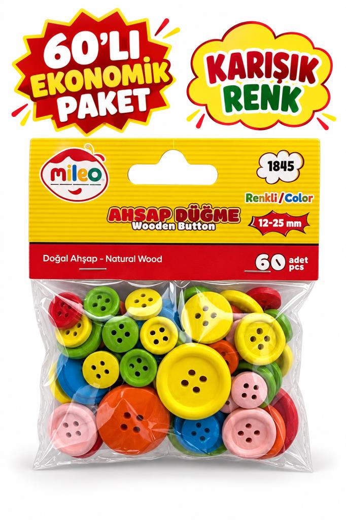 MILEO AHSAP DUGME 1,2/2,5mm RENKLI 60 LI 1845