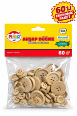 MILEO AHSAP DUGME 1,2/2,5mm NATUREL 60 LI 1844
